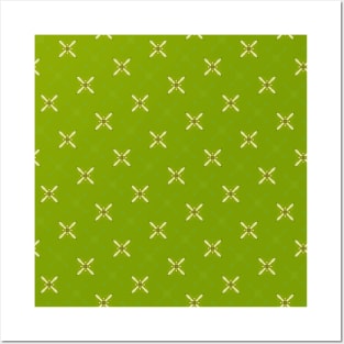 Light Green Plusses on Dark Lime Background - WelshDesignsTP003 Posters and Art